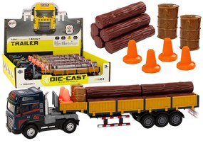 LEAN TOYS Kamión s prívesom a drevom 1:24, svetlá, zvuky – modrá