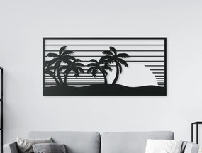 drevko Drevený obraz na stenu Západ Slnka Rozmer obrazu: 30,5 x 65 cm, Farba dekorácie: Čierna