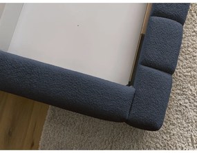 Tmavomodrá čalúnená dvojlôžková posteľ s úložným priestorom s roštom 140x190 cm Denali – Bobochic Paris