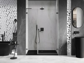Mexen Lunar-B, L výklopné pravé sprchové dvere 110 cm, 8mm číre sklo, brúsený grafit profil, 832SL-110-050-66-00-P