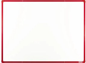 Biela magnetická popisovacia tabuľa s keramickým povrchom boardOK, 1200 x 900 mm, červený rám
