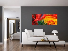 Obraz - Modrenie abstrakcie štetcom (120x50 cm)