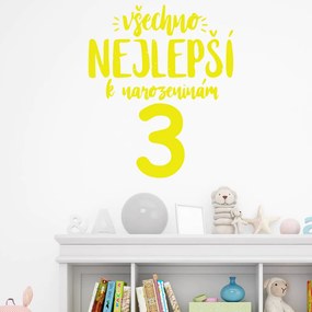 Veselá Stena Samolepka Všetko najlepšie Farba: žlutá, Veľkosť: 40 x 33 cm