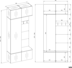 Předsíňová stěna Haga 1Sz1W 100 cm bílá