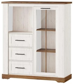 Vitrína 15 Country nízka 1d3s dub stirling/borovica anders