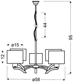 Luster na lanku DRAGA 5xE27/60W/230V béžová/lesklý chróm