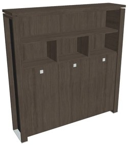 Vysoká šatníková skriňa Verno+ S 200 x 46 x 210 cm, s regálom, dub antracit / čierna