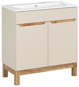 Koupelnová skříňka Bali Sky se zápustným umyvadlem 80 cm kašmírová/dub wotan