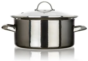 Banquet Hrniec smaltovaný METALLIC Black 22 cm, 3,75 l, s pokrievkou, 22 cm