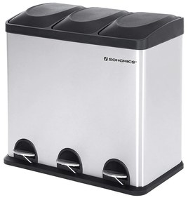 Odpadkový kôš 3 x 18 l strieborno-čierny