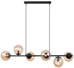 Závesne svietidlo Paris, 6x medové sklenené tienidlo, B