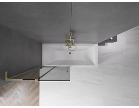 Mexen Velar L, 2-krídlová posuvná vaňová zástena 90 x 150 cm, 8mm šedé sklo, zlatá matná, 896-090-003-41-55