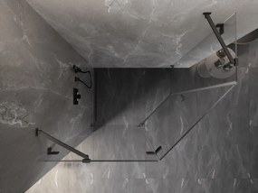 Mexen Lunar, päťuholníkový sprchový kút s ľavým náklonom 100 x 80 cm, 8mm číre sklo, pištoľovo sivý kartáčovaný - 831-100L-080P-66-00-L