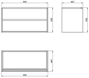 Cersanit Crea, závesná skrinka s umývadlom 100cm, set B117, dub, S801-290