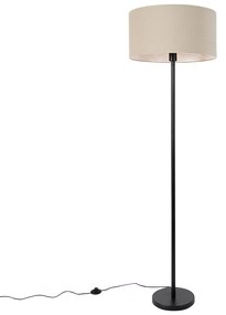 Stojaca lampa čierna s tienidlom svetlohnedá 50 cm - Simplo