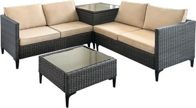 Rohová ratanová záhradná súprava Catini KALEA - hnedá/béžová