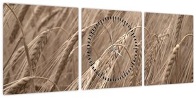 Obraz - Zlaté pole (s hodinami) (90x30 cm)