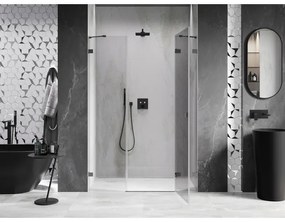 Mexen Lunar, pravé otočné sprchové dvere 145 cm, 8mm číre sklo, brúsený grafit profil, 834S-145-050-66-00-P