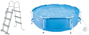 Crivit Bazén s kovovým rámom, 300 x 76 cm + Bazénový rebrík, 107 cm  (800010839)