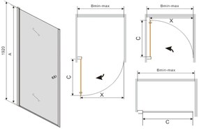 Sprchové dvere MEXEN PRETORIA 75 cm