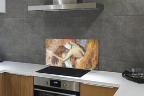 Sklenený obklad do kuchyne Art žena skica 125x50 cm