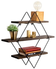 Nástenná polica ERYSIMUM orech americký/čierna