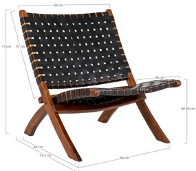 Čierne kožené kreslo s výpletom Perugia - House Nordic