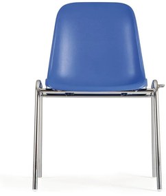 Plastová jedálenská stolička ELENA, modrá, chrómované nohy