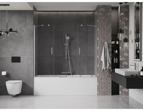 Mexen Velar Duo, 2-krídlová posuvná vaňová zástena 200 x 150 cm, 8mm číre sklo, chrómový profil, 896-200-000-02-01