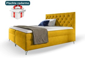 Wilsondo Čalúnená boxspring manželská posteľ Guliette s matracom - žltá Rozmer: 160x200