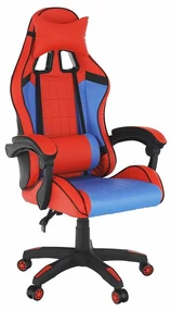 Kancelárske/herné kreslo, modrá/červená, SPIDEX