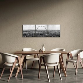 Obraz - Strechy domov v Paríži (s hodinami) (90x30 cm)