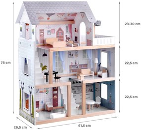 Jokomisiada Drevený domček pre bábiky v štýle Boho s LED osvetlením ZA4131