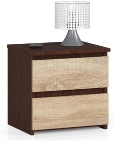 Nočný stolík Cleania CL2 (wenge + dub sonoma). Akcia -22%. Vlastná spoľahlivá doprava až k Vám domov. 1069378