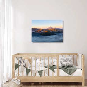 Sklenený obraz hory Bromo v Indonézii (70x50 cm)