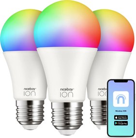 Žiarovky Niceboy ION SmartBulb RGB, 12 W, E27, 3 ks