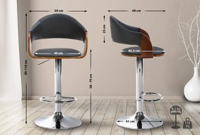 Barová stolička Nilse - koženka, chróm rám - orech/čierna