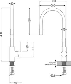 Mexen FLEX, vysoká drezová batéria s flexibilným ramenom, biela-chrómová, 670900-02