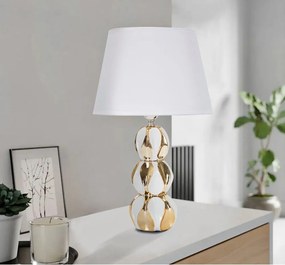 Biela/v zlatej farbe keramická stolová lampa s textilným tienidlom (výška 46 cm) Glam Balls – Mauro Ferretti