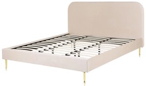 Zamatová posteľ 180 x 200 cm béžová FLAYAT Beliani