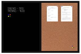 Toptabule.sk  Kombinovaná tabuľa čierna v drevenom ráme + 6 farieb rámu 120x90 cm