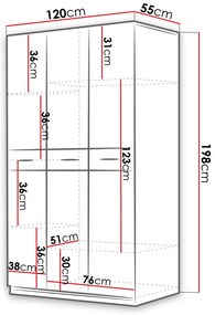 Šatníková skriňa Paralia PD6 (biela + biela lesklá + ružová lesklá). Vlastná spoľahlivá doprava až k Vám domov. 1122797