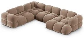 Hnedá zamatová rohová pohovka (ľavý roh/do tvaru "U") Loretto – Cosmopolitan Design