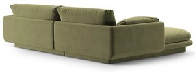 Svetlozelená zamatová rohová pohovka (pravý roh/s leňoškou) Torino – Micadoni