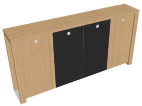 Stredná šatníková skriňa Verno+ 260 x 46 x 130 cm, kombinované dvere, dub svetlý / čierna