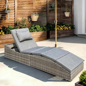 Polohovateľné ratanové lehátko SAVANA sivá/tm. šedá