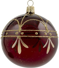 Bella Rose Sklenená vianočná ozdoba Guľa Burgundy Lesk 3