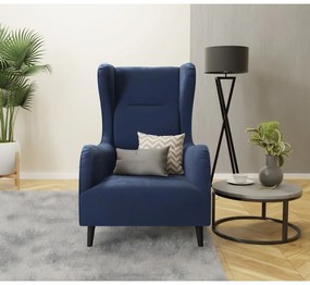 Tmavomodré zamatové kreslo ušiak Carole – Ropez