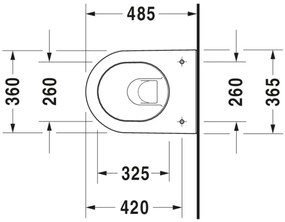 DURAVIT Darling New Compact závesné WC s hlbokým splachovaním, 360 x 485 mm, biela, s povrchom HygieneGlaze, 2549092000