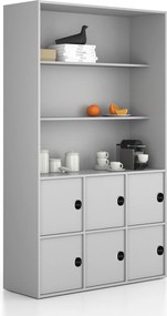 Kancelárska skriňa FRAME, 6x dvere, 2x polica, 1299 x 450 x 2162 mm, RFID zámok, sivá